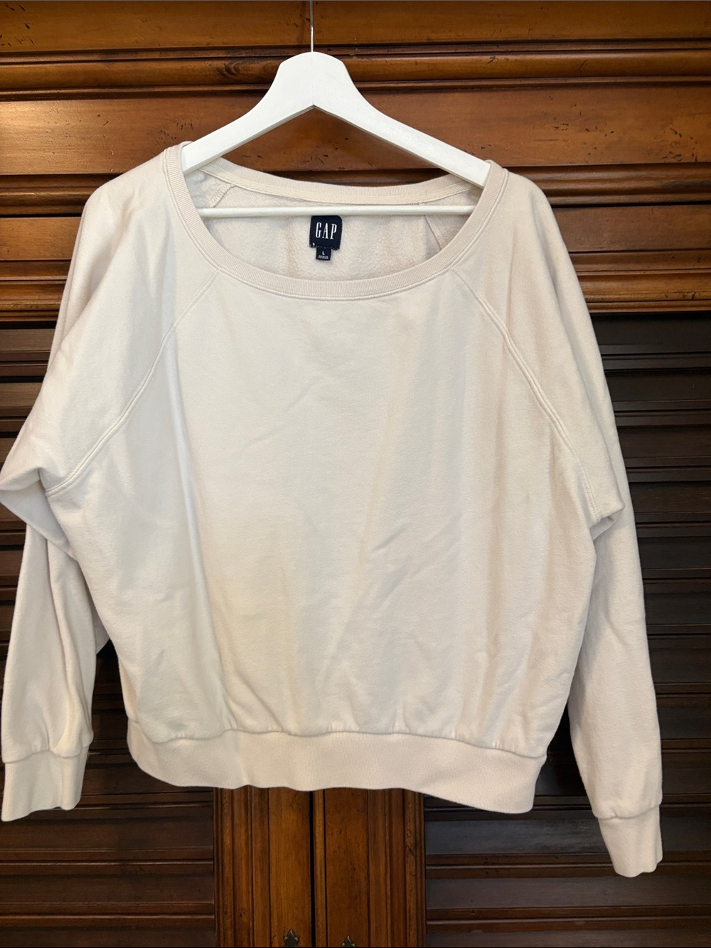 GAP Cream Oversized Boatneck Dolman Sweatshirt